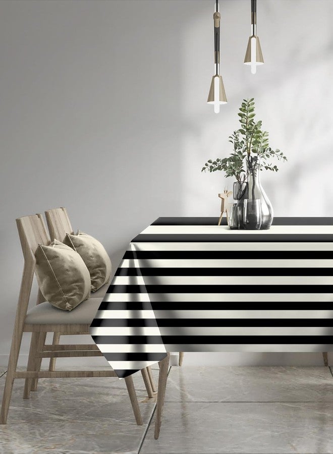 كاسابلو مفرش طاولة Casableu Spring Gallery Big Stripe Black 6 Seater Table Cover Dust-Prof for Dock-Amble Table Decor | المقاس: 52x72 بوصة | - Image 1